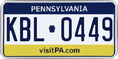 PA license plate KBL0449