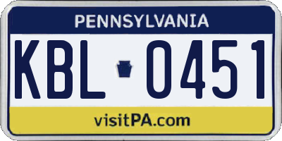 PA license plate KBL0451