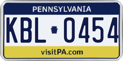 PA license plate KBL0454