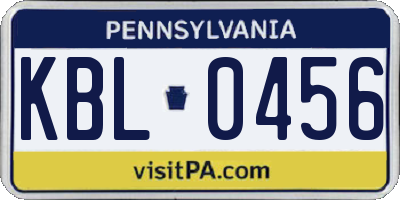PA license plate KBL0456
