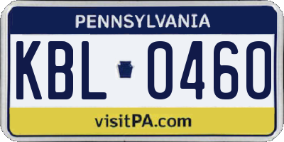 PA license plate KBL0460