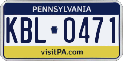 PA license plate KBL0471