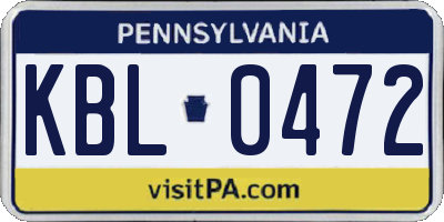 PA license plate KBL0472