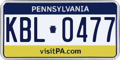PA license plate KBL0477