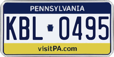 PA license plate KBL0495
