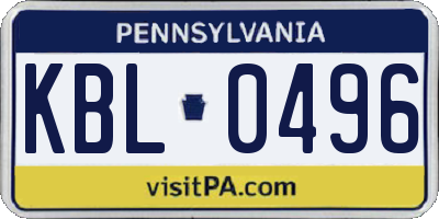 PA license plate KBL0496