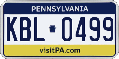 PA license plate KBL0499