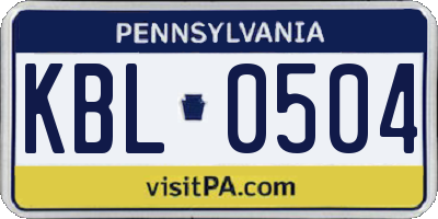 PA license plate KBL0504