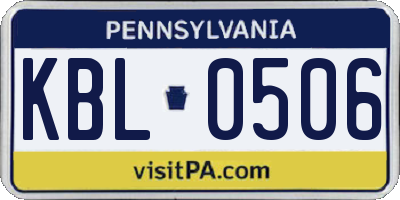 PA license plate KBL0506