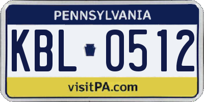 PA license plate KBL0512
