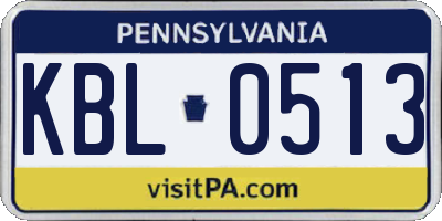 PA license plate KBL0513