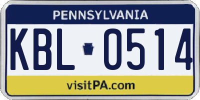 PA license plate KBL0514
