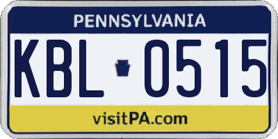 PA license plate KBL0515