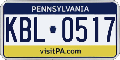 PA license plate KBL0517