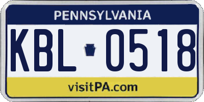 PA license plate KBL0518