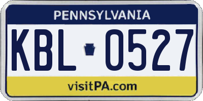 PA license plate KBL0527