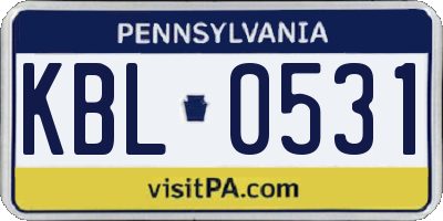 PA license plate KBL0531