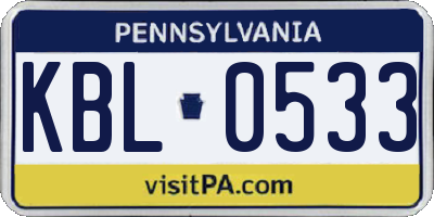 PA license plate KBL0533