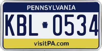 PA license plate KBL0534