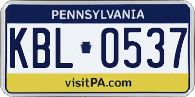 PA license plate KBL0537