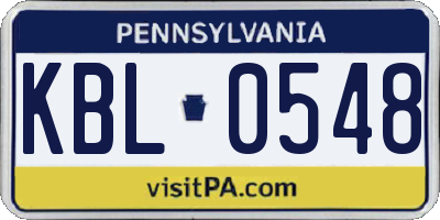PA license plate KBL0548