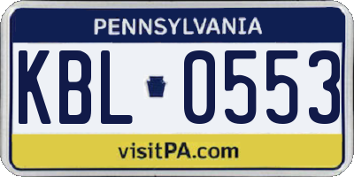 PA license plate KBL0553