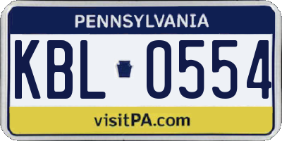 PA license plate KBL0554