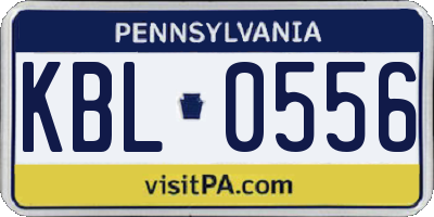 PA license plate KBL0556