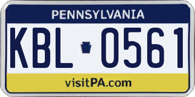PA license plate KBL0561