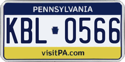 PA license plate KBL0566