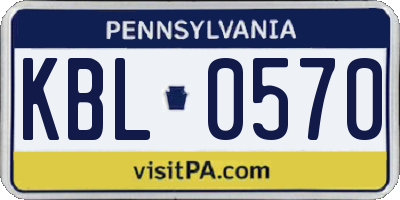 PA license plate KBL0570