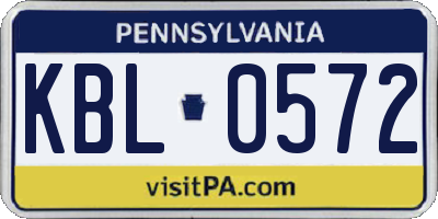 PA license plate KBL0572