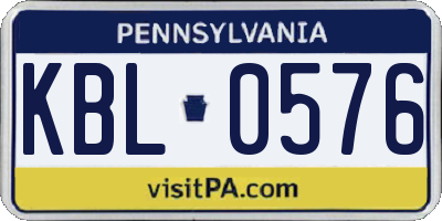 PA license plate KBL0576