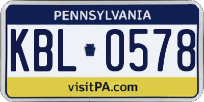 PA license plate KBL0578