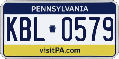 PA license plate KBL0579