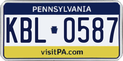 PA license plate KBL0587