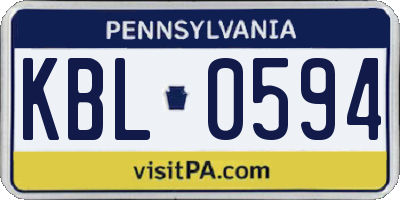 PA license plate KBL0594