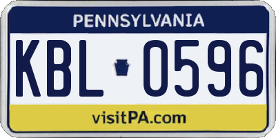 PA license plate KBL0596