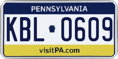 PA license plate KBL0609