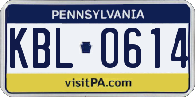 PA license plate KBL0614