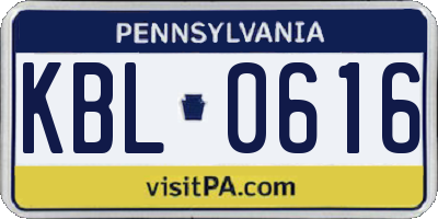 PA license plate KBL0616