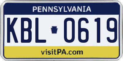 PA license plate KBL0619