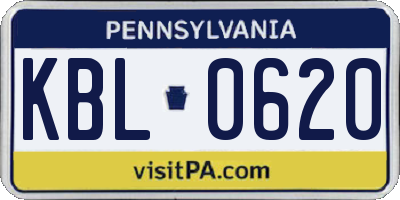 PA license plate KBL0620