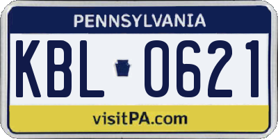 PA license plate KBL0621