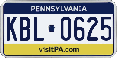 PA license plate KBL0625