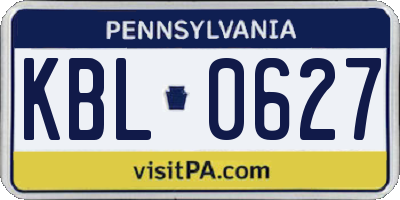 PA license plate KBL0627