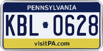 PA license plate KBL0628