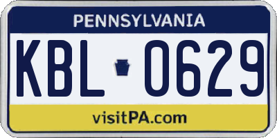 PA license plate KBL0629