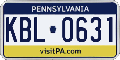 PA license plate KBL0631