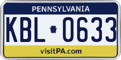 PA license plate KBL0633